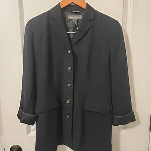 Banana Republic 100% Wool Blazer Womens Size 4 Black Lined Jacket 5 Button Italy